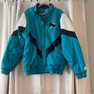 Vintage San Jose Sharks Starter Puffer Jacket 90s Mens XL Full Zip NHL Hockey